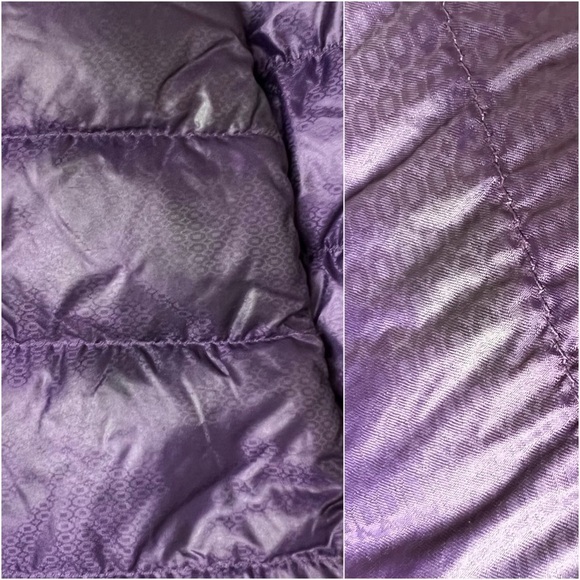 ATHLETA Downalicious Purple Asymmetric Zip Quilted Packable Goose Down Jacket S - Picture 8 of 9